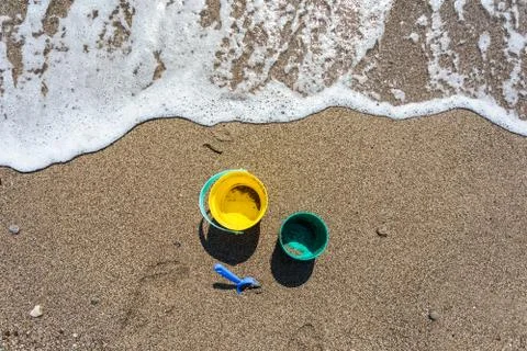 Shovel on the beach Stock Photos