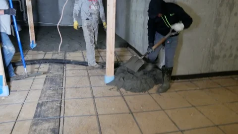 Shovel Cement Stock Footage 123393811