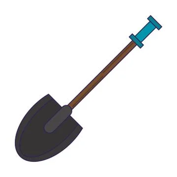 Shovel construction tool isolated blue lines Stock Illustration