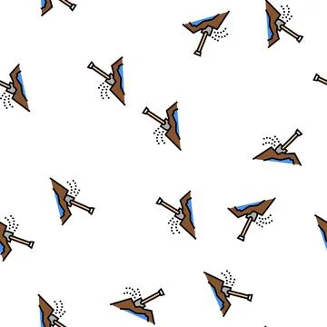 Shovel dig hole vector seamless pattern Stock Illustration