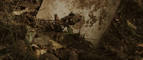 Shovel digging into dirt Stock Footage 114836594
