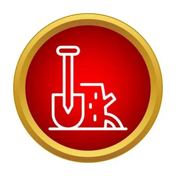 Shovel digging next to a tree stump icon Stock Illustration