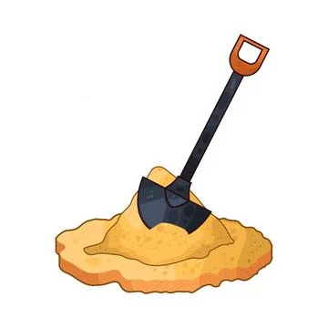 Shovel digging sand illustration Stock Illustration