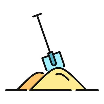 Shovel digging into sand pile construction work Stock Illustration