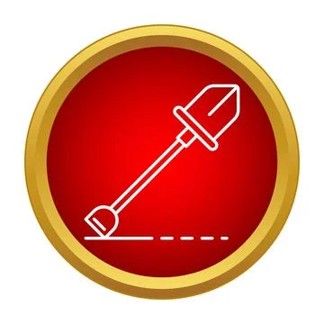 Shovel digging soil line tool icon Stock Illustration