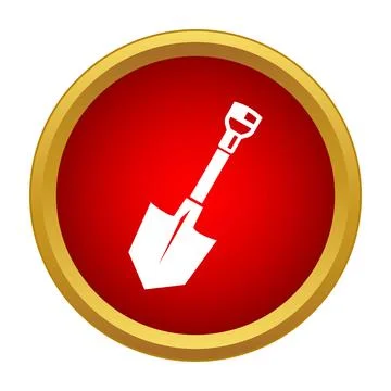Shovel digging tool icon in red circle Stock Illustration