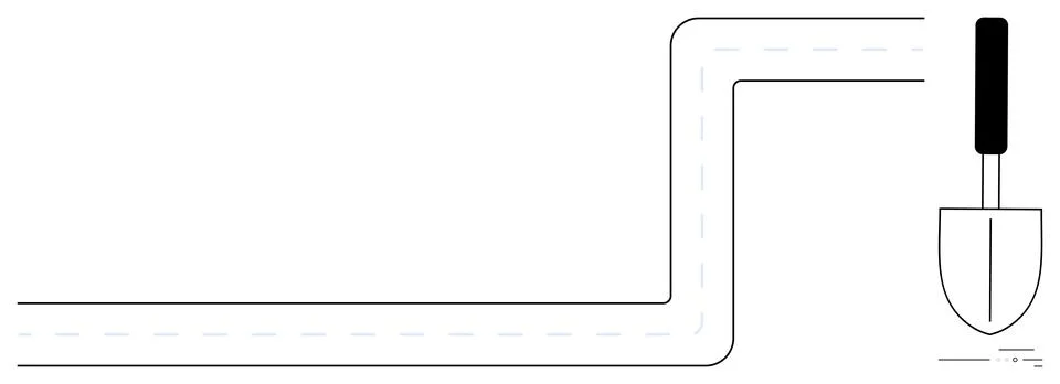 Shovel digging zigzag path through solid ground, showcasing concept of naviga イラスト素材