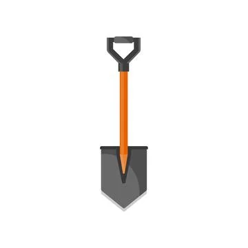 Shovel in a flat style for camping.Garden tool.Work with earth.Gardener.Vector Stock Illustration
