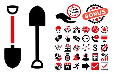 Shovel Flat Vector Icon with Bonus Stock Illustration
