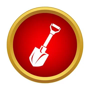 Shovel icon in a red circle frame Stock Illustration
