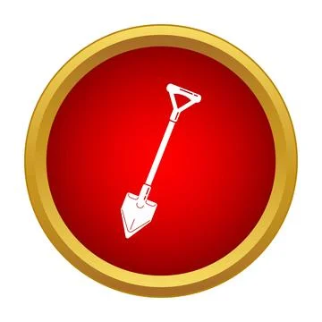 Shovel icon on a red round button 库存插图