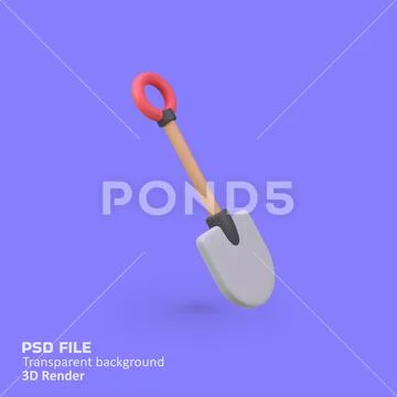 Shovel isolated 3d render icon illustration Modèle PSD