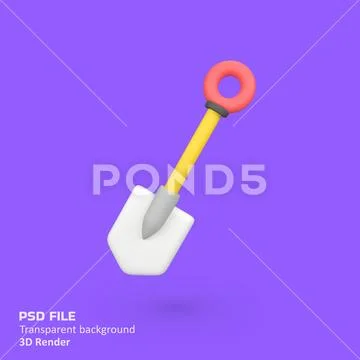 Shovel isolated 3d render icon illustration Modèle PSD