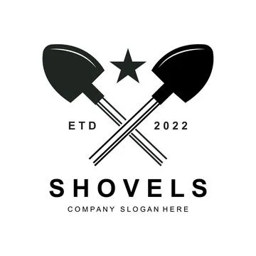Shovel Logo Design, Construction Worker Tool Illustration Vector, Building .. Stock Illustration