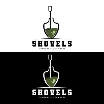 Shovel Logo Design, Construction Worker Tool Illustration Vector, Building .. Ilustración de archivo