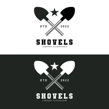 Shovel Logo Design, Construction Worker Tool Illustration Vector, Building .. Ilustración de archivo
