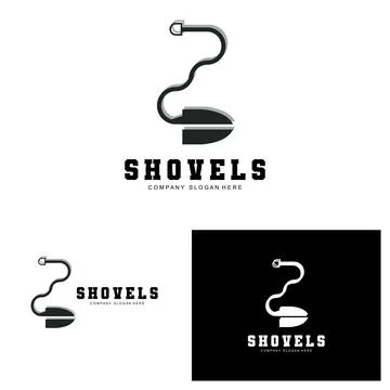 Shovel Logo Design, Construction Worker Tool Illustration Vector, Building .. Illustrazione stock