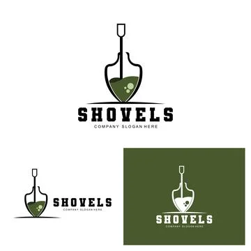 Shovel Logo Design, Construction Worker Tool Illustration Vector, Building .. Illustrazione stock