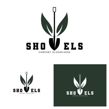 Shovel Logo Design, Construction Worker Tool Illustration Vector, Building .. Ilustración de archivo