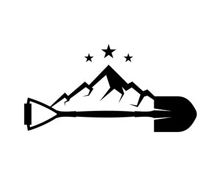 Shovel with mountain on the top Stock Illustration