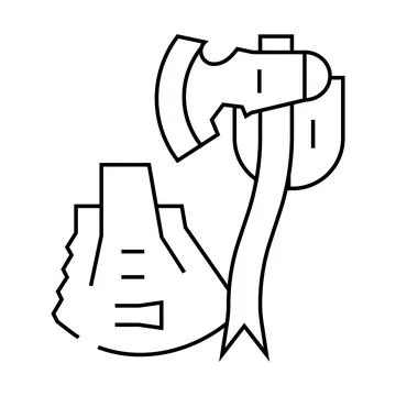 Shovel or multi tool ax line icon vector illustration Stock Illustration