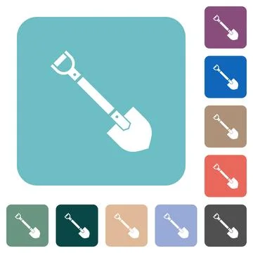 Shovel rounded square flat icons Stock Illustration