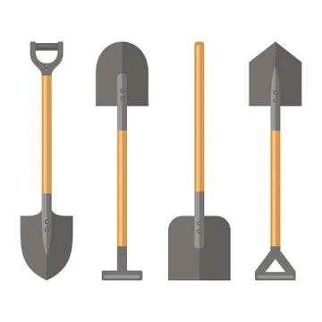 Shovel Set on White Background. Vector Stock Illustration