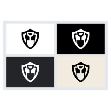 Shovel Shield Logo Icon Construction Symbol Stock-Illustration