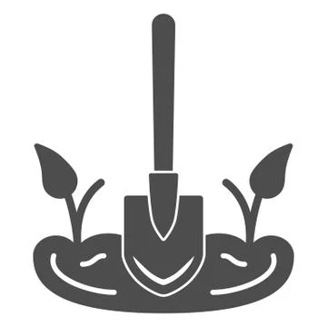 Shovel in soil solid icon, Garden and gardening concept, Gardening tool sign on 스톡 일러스트