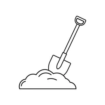 Shovel in soild icon design. Vector Illustration. Outline style. Stock Illustration