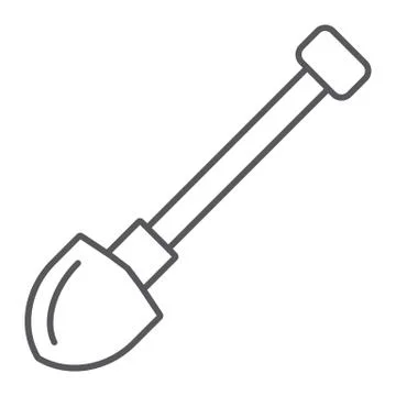 Shovel thin line icon, dig and tool, spade sign, vector graphics, a linear Ilustración de archivo