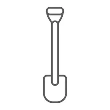 Shovel thin line icon, tool and farm, digger sign, vector graphics, a linear Ilustración de archivo