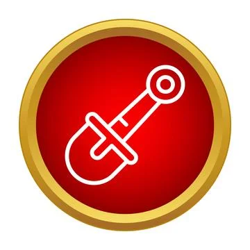 Shovel tool icon in a red circle Stock Illustration