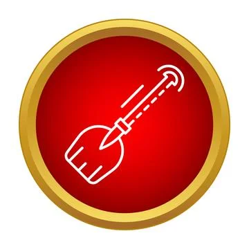 Shovel tool icon in a red circle button 스톡 일러스트