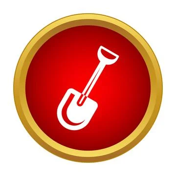 Shovel tool icon on red circle with gold border イラスト素材