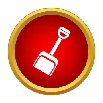 Shovel tool icon on red circle background Illustrazione stock