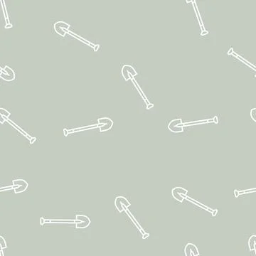 Shovel tool line seamless pattern Stock Illustration