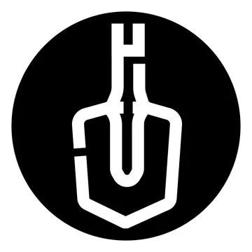 Shovel tool outline icon creating negative space Stock Illustration