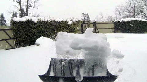 Shoveling Deep Snow Stock Footage 35222988