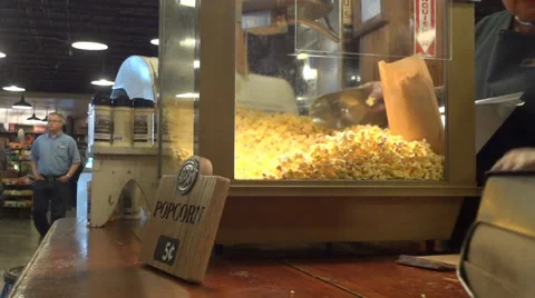 Shoveling Popcorn Stock Footage 34377168