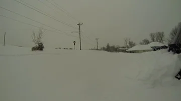 Shoveling Snow - Ground Level View - Winter Stock Footage 85640017