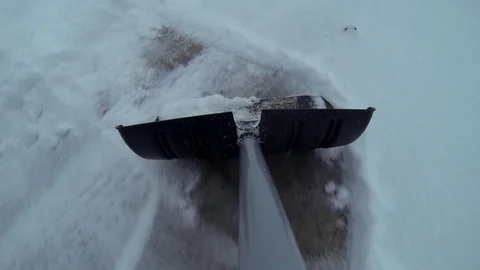 Shoveling snow - Point of View Stock Footage 85618043