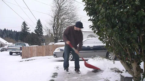 Shoveling Snow Timelapse Stock Footage 35046786
