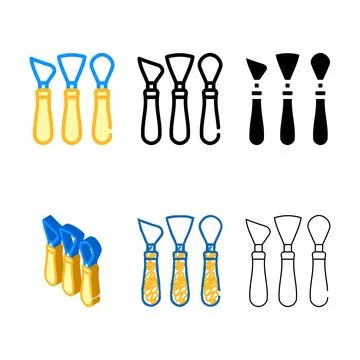 Shovels pottery range tools color icon vector Stock Illustration