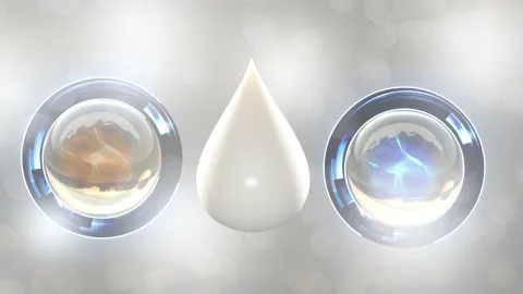 Show combination of 2 properties in drop cream or 3d sun protection lotion. 動画素材 152867857