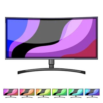 Show curved screen cartoon vector graphic Stock Illustration