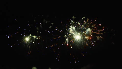 Show of exploding fireworks for bonfire night Stock Footage 327983002