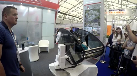 The show features a simulator for spectators 스톡 동영상 51377021