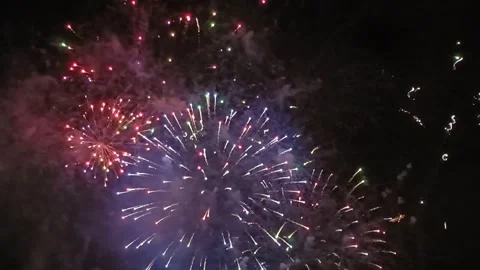 Show, fireworks in the evening sky Stock Footage 312928471