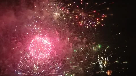 Show, fireworks in the evening sky Stock Footage 312928472